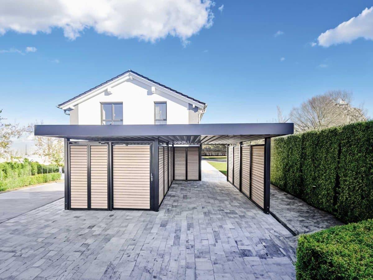 Carport von Siebau mit Geräteraum und Dachunterverkleidung