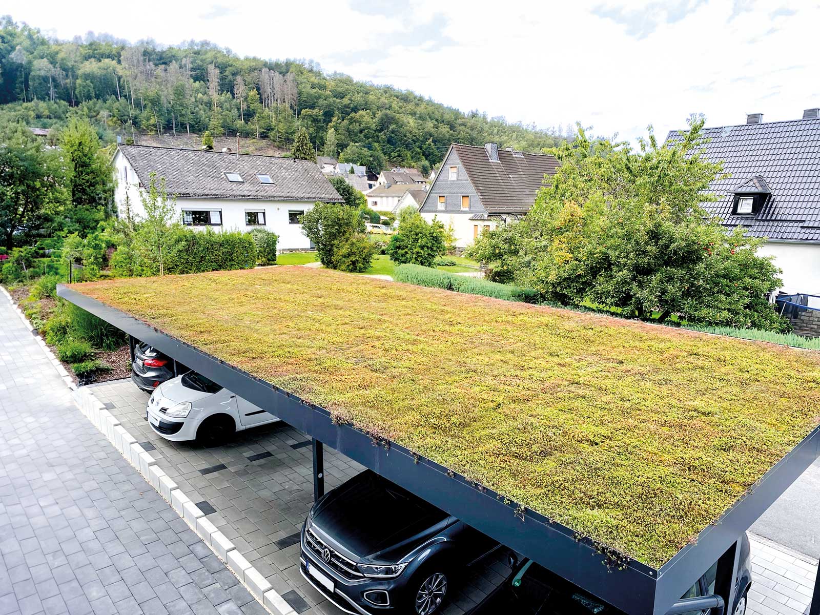 Carport, Überdachung, Einhausung mit Dachbegrünung von Siebau