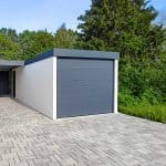 Siebau Einzelgarage mit Flachwand und Sektionaltor
