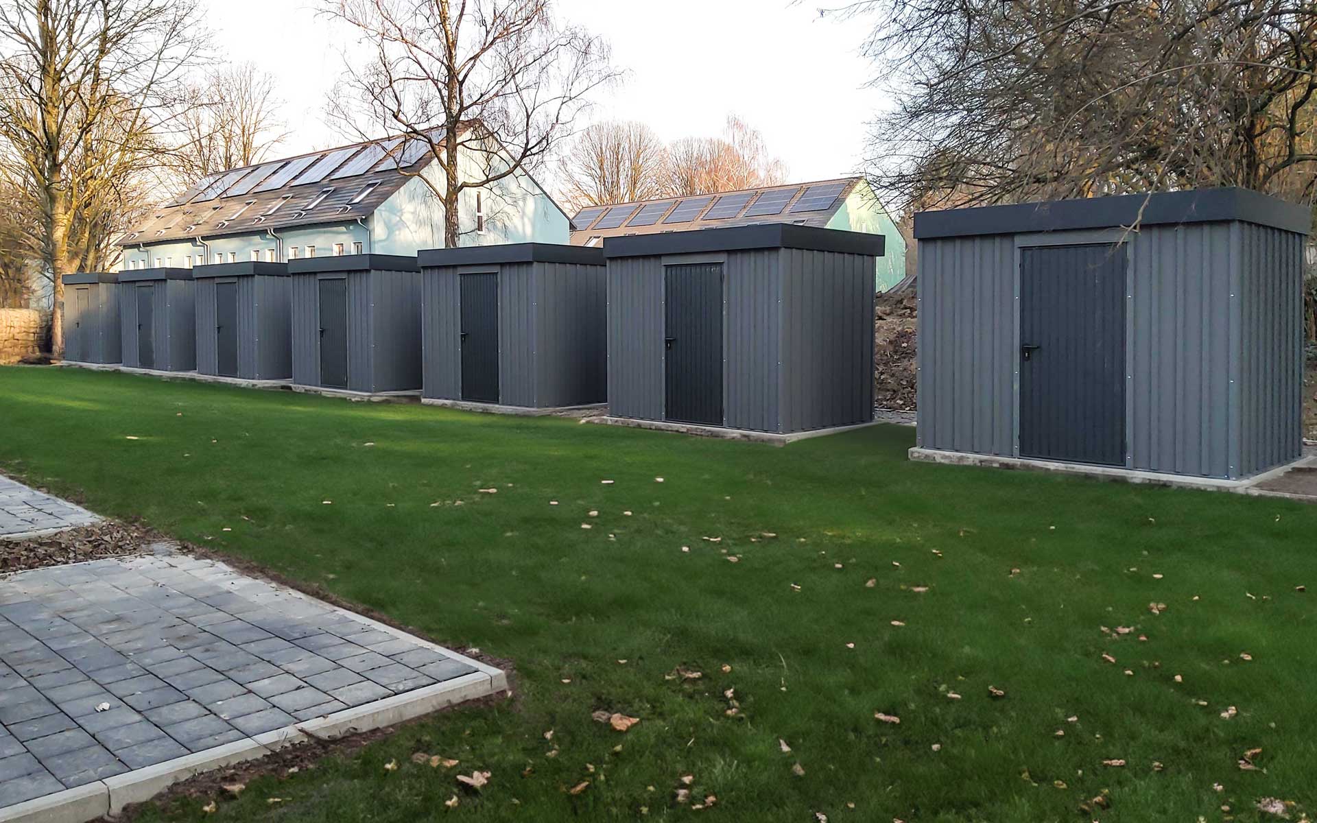 Gerätehaus MZH mit Dekorputz als Geräteräume in einer Wohnanlage