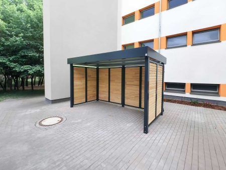 Fahrradüberdachung mit Sichtschutz Holzlattung blickhemmend