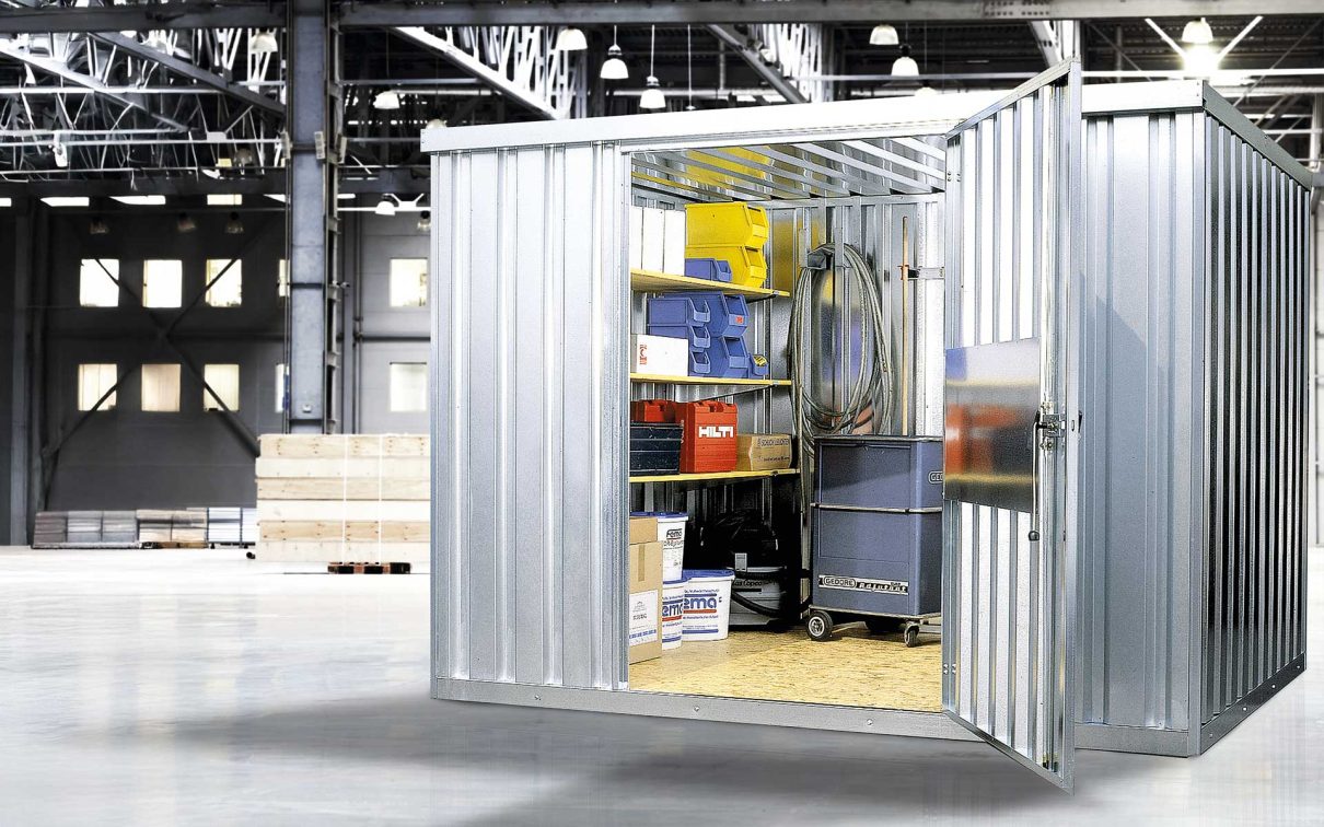 Materialcontainer mit Holzboden