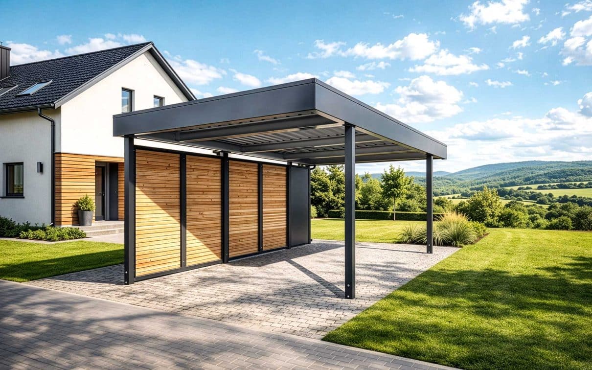 Carport mit Sichtschutz von Siebau